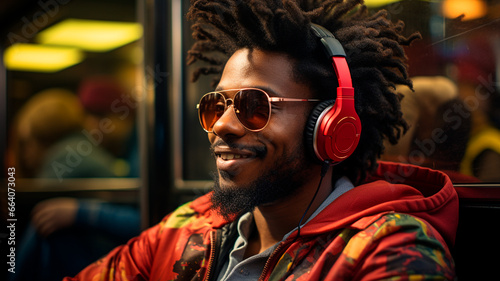 portrait of african american man with headphones