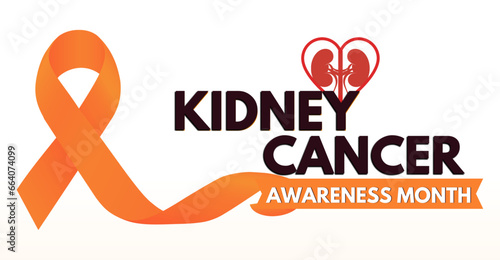 Kidney Cancer Awareness Month, cancer Awareness ribbon, kidney icon in heart shape Design