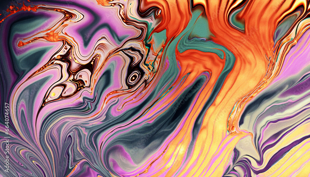 marbled colors paint pour technique on textured paper surface - parts look like an animal, horns marbled colors paint pour technique on textured paper surface - parts look like an animal, horns