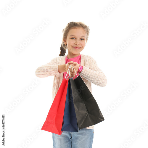 Little girl with shopping b...