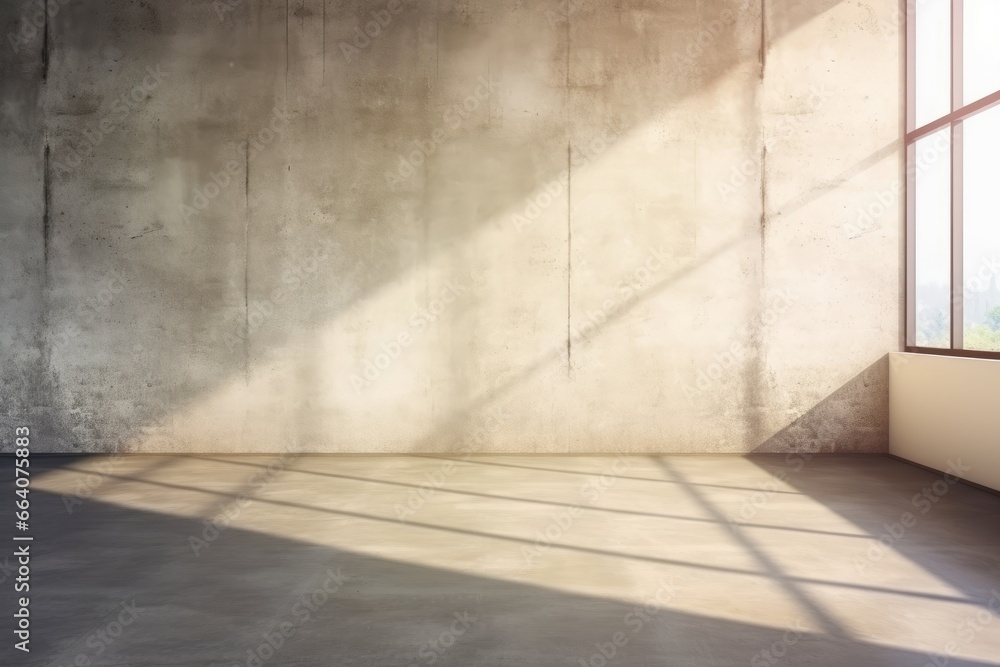 Empty grungy room with large window and sunlight Empty grungy room with large window and sunlight
