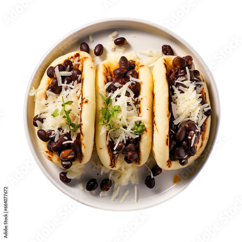 Top view Arepa Domino on a transparent background.