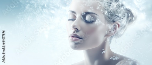 a woman with snow on her face