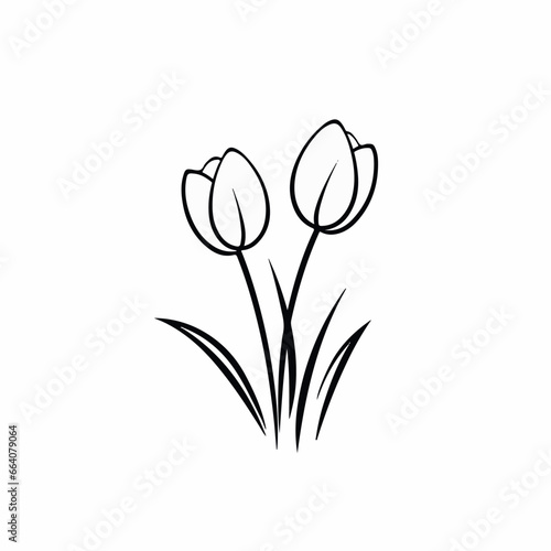 Tulips in cartoon, doodle style. 2d vector illustration in logo, icon style. AI Generative