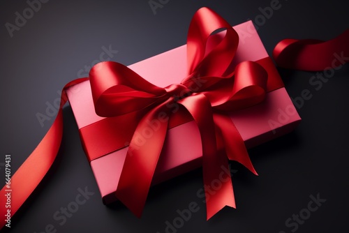 a gift box with a red bow