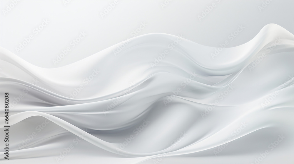 Fototapeta premium Soft wavy shape, gray and white abstract background