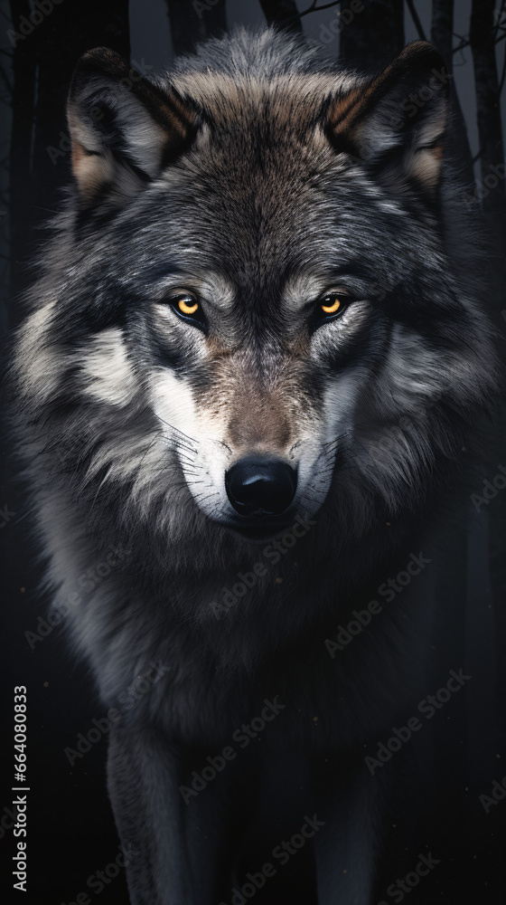 A dominant alpha wolf showcasing A dominant alpha wolf showcasing