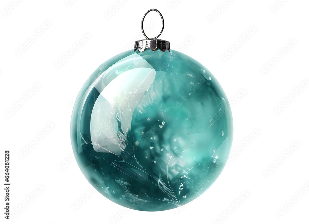 Isolated green christmas ball on transparent background. Generative AI. Isolated green christmas ball on transparent background. Generative AI.