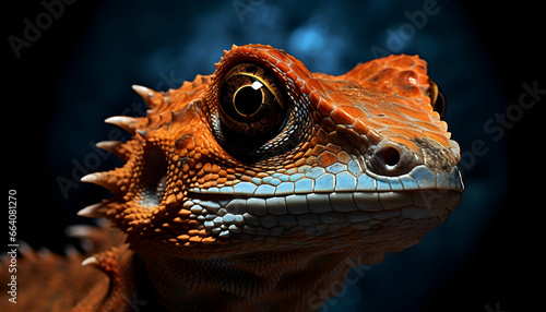 Photo Closeup head of iguana  iguana side view animal closeup