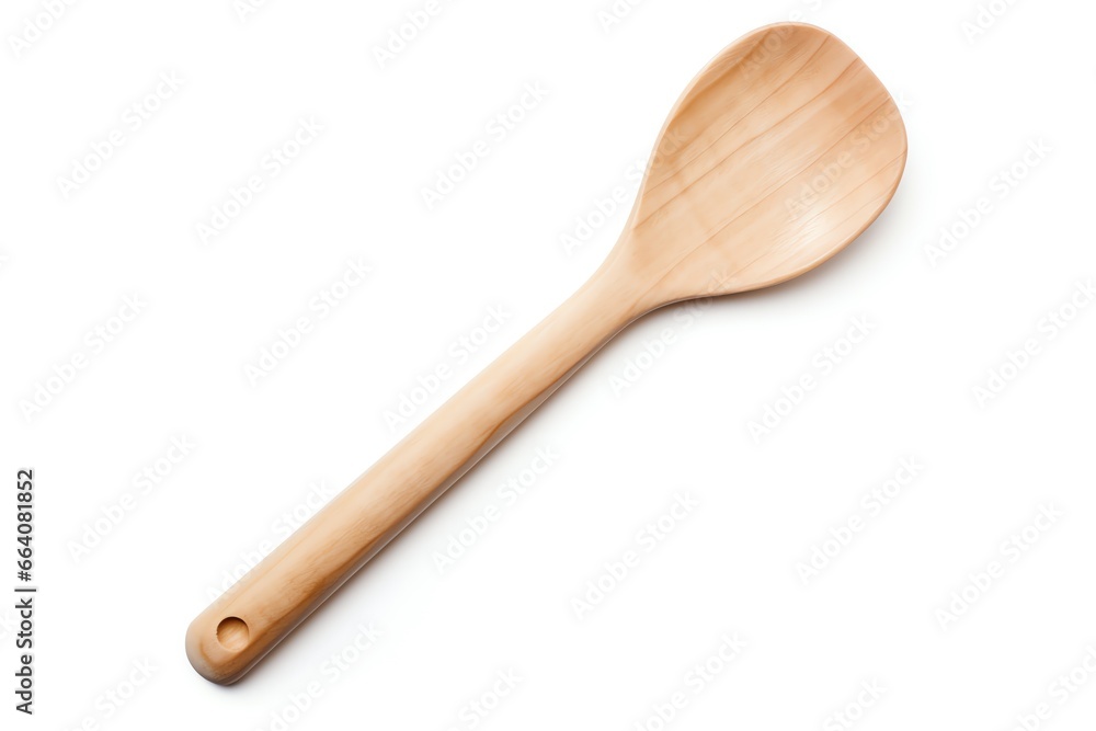 a wooden spoon on a white background - obrazy, fototapety, plakaty 