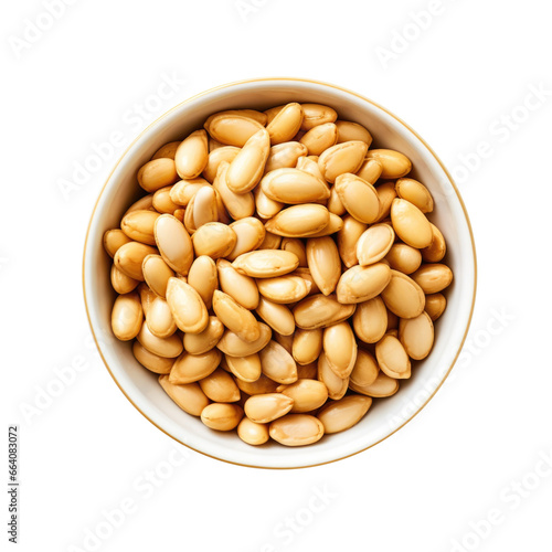 A Bowl of Pinenuts Isolated on a Transparent Background