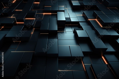 Abstract 3d rendering of chaotic cubes. Futuristic technology background  AI Generated