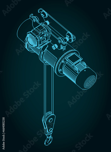 Monorail hoist isometric blueprint