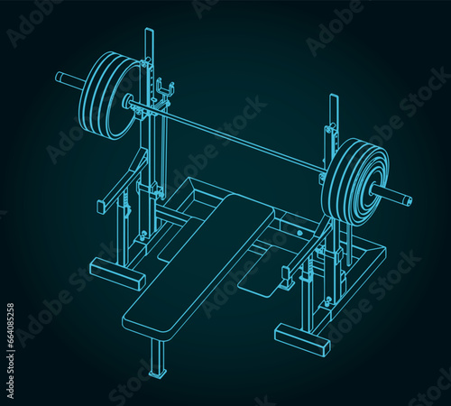Press weight adjustable squat rack bench illustration