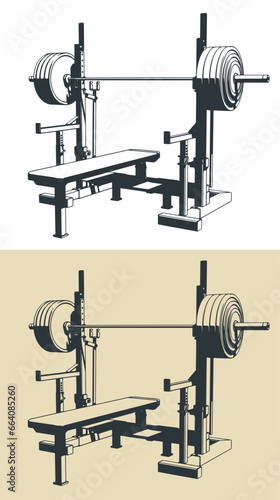 Press weight adjustable squat rack bench illustrations