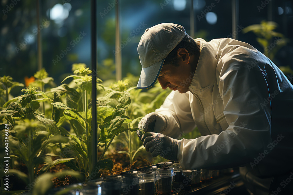 Geneticists developing drought-resistant crops using innovative biotechnological methods. Concept of crop improvement and sustainable agriculture. Generative Ai. Geneticists developing drought-resistant crops using innovative biotechnological methods. Concept of crop improvement and sustainable agriculture. Generative Ai.