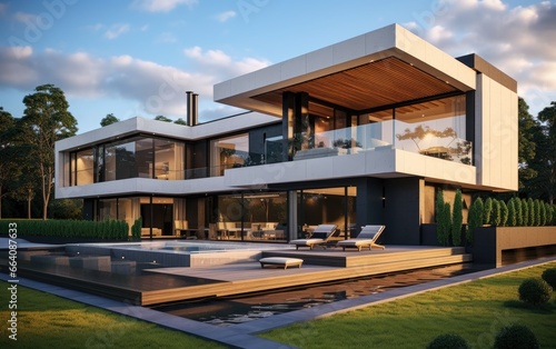 A modern and sleek architectural house design © piai