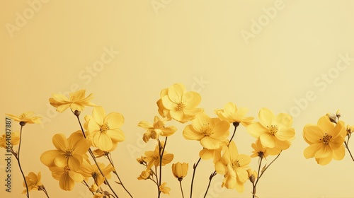  a group of yellow flowers sitting on top of a table.  generative ai © Anna