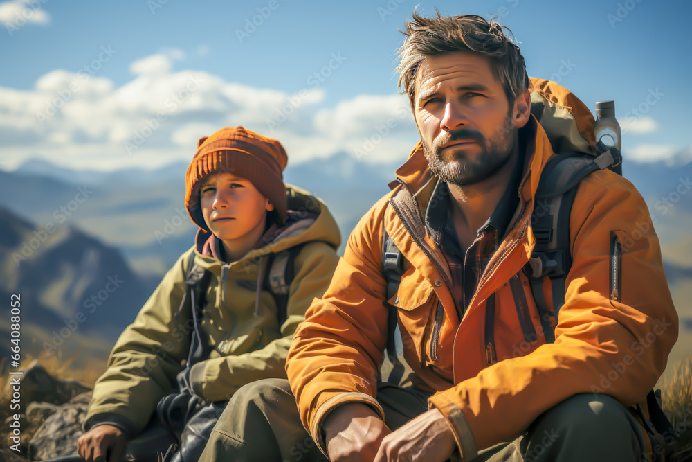 Fototapeta premium father and son photo, outdoors adventures, family concept