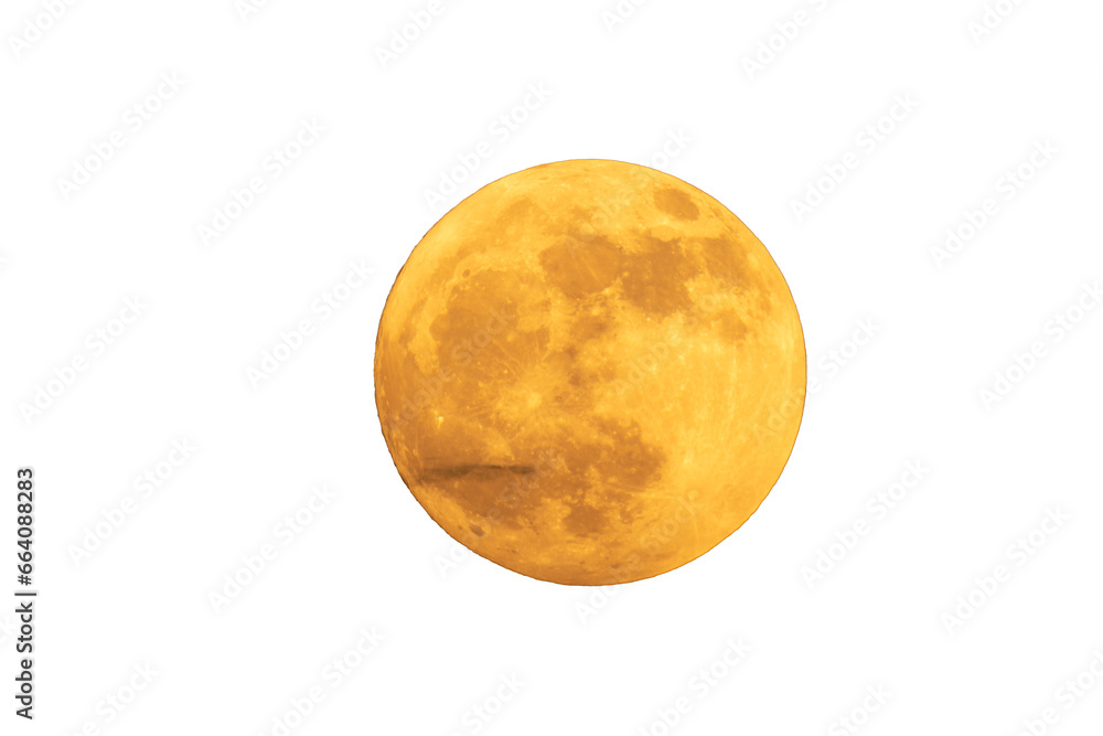 Full orange moon. Super moon see with a telescope, the craters of the moon can be seen