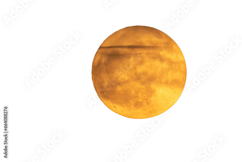 Obraz na płótnie Super moon in orange color. Full moon in orange tones. some clouds are in front of the moon w salonie