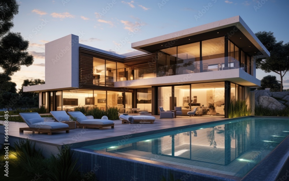 Obraz premium A modern and sleek architectural house design