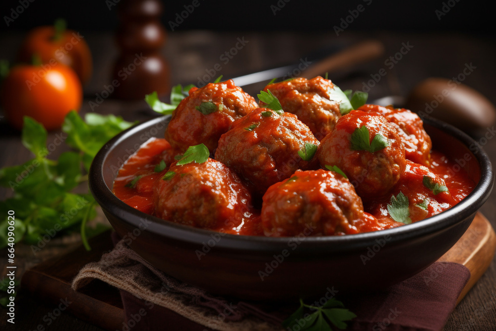 Meatballs with tomato sauce generative AI Meatballs with tomato sauce generative AI
