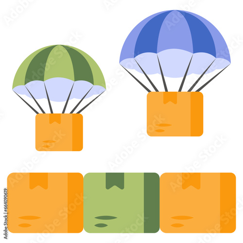 An icon design of parachute delivery