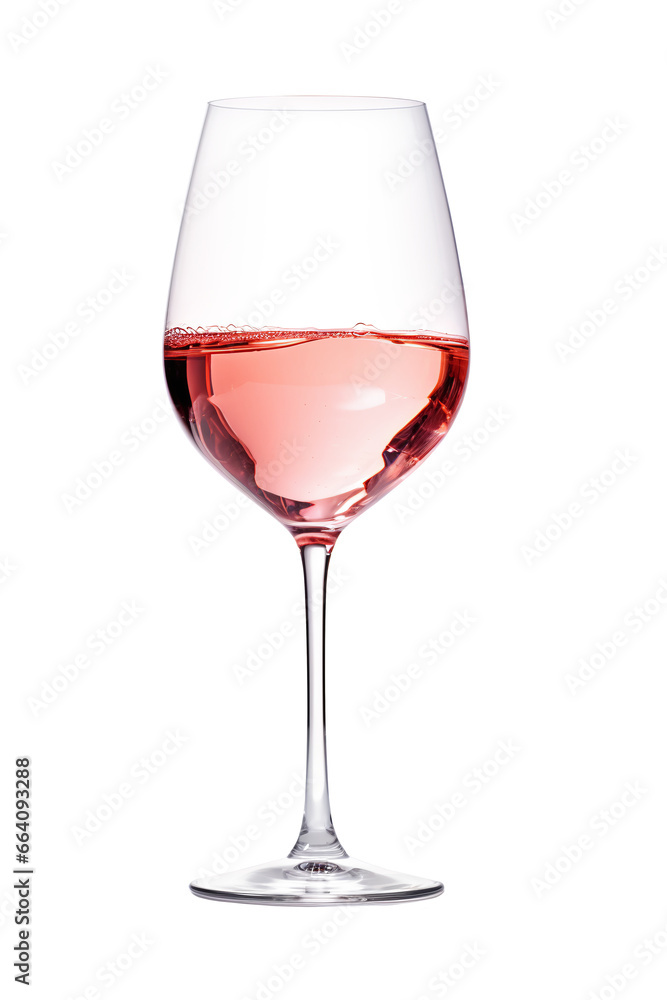 A glass of rose wine on a transparent background. Png file
