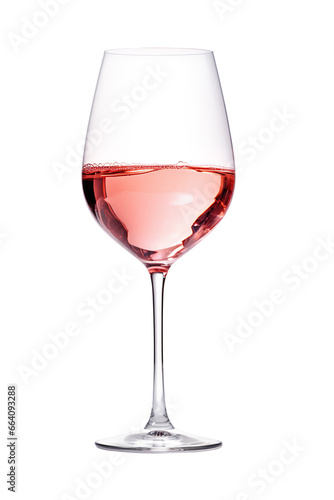 A glass of rose wine on a transparent background. Png file
