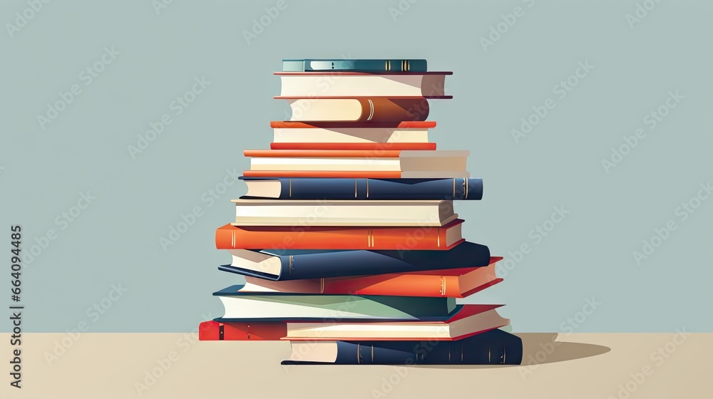 a stack of books sitting on top of each other on a table. generative ai a stack of books sitting on top of each other on a table. generative ai