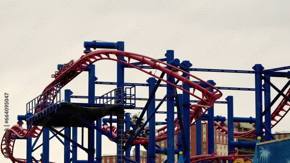 Telephoto Shot of Roller Coaster at Coney Island Amusement Park During Day Telephoto Shot of Roller Coaster at Coney Island Amusement Park During Day