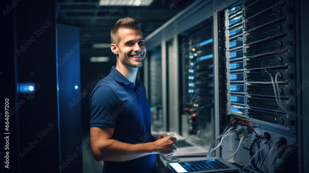 server engineer in the data center, Data Protection Engineering Network for Cyber Security. Business Concept server engineer in the data center, Data Protection Engineering Network for Cyber Security. Business Concept