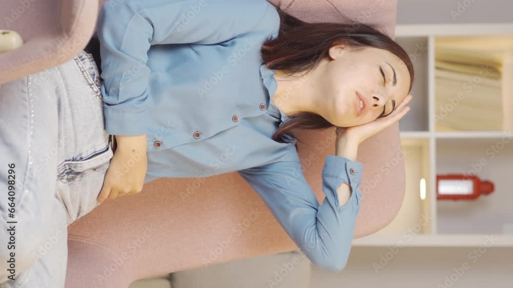 Vertical video of Sick young woman with high fever. Vertical video of Sick young woman with high fever.