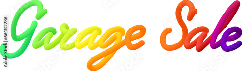 Garage sale fluid 3d twist text made of blended colorful circles.