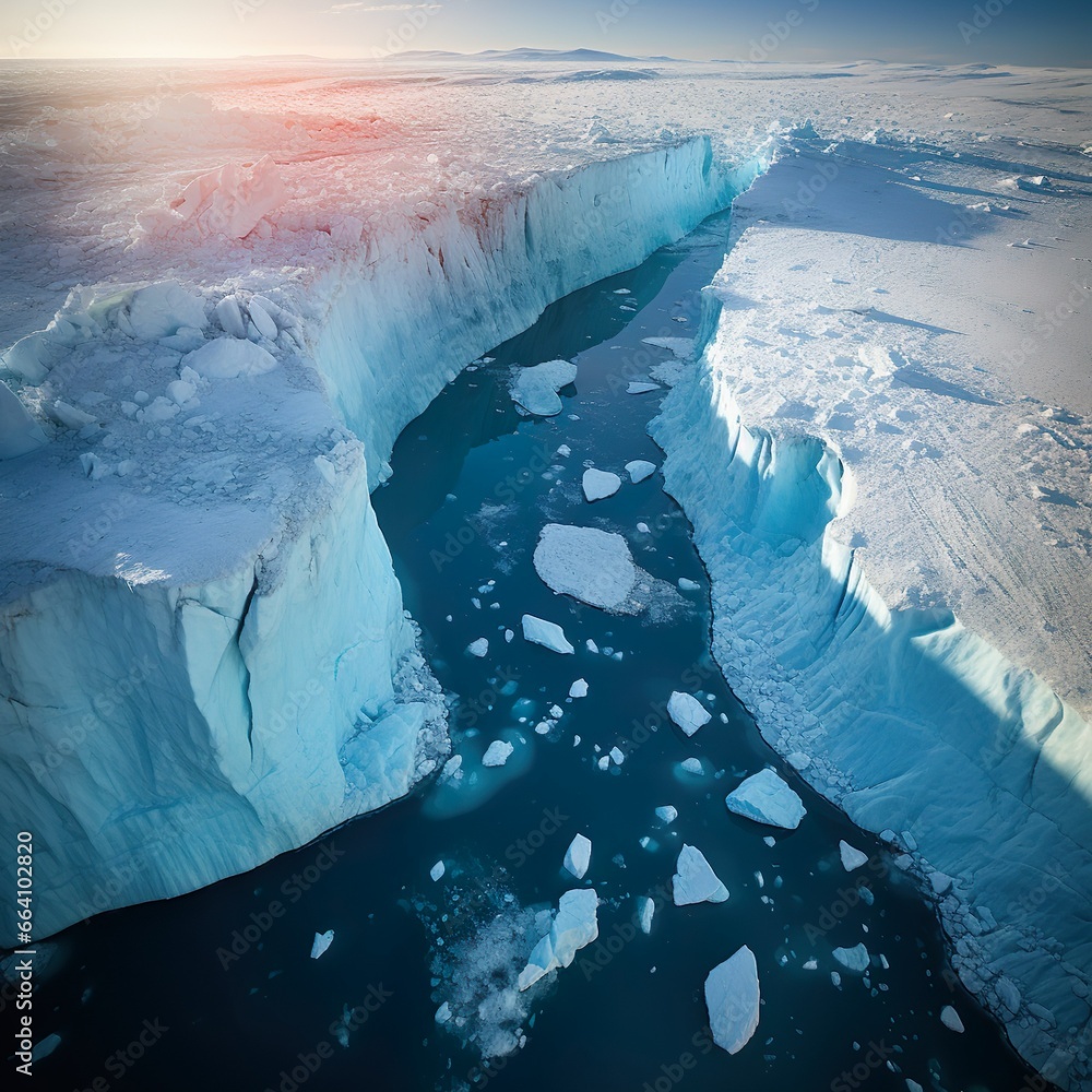 Passage trough the ice melting ice caps in the arctic created with