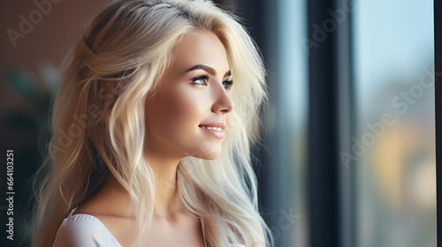 a beautiful blonde woman wi...