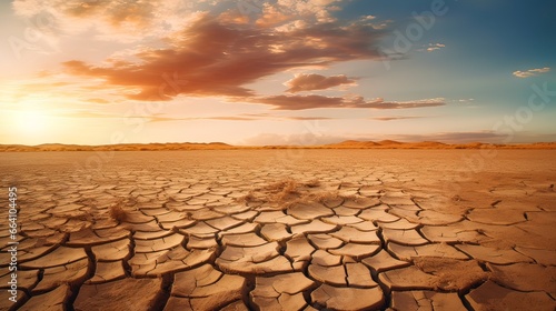 Cracked earth parched land arid soil desert Climate Change. Generation AI