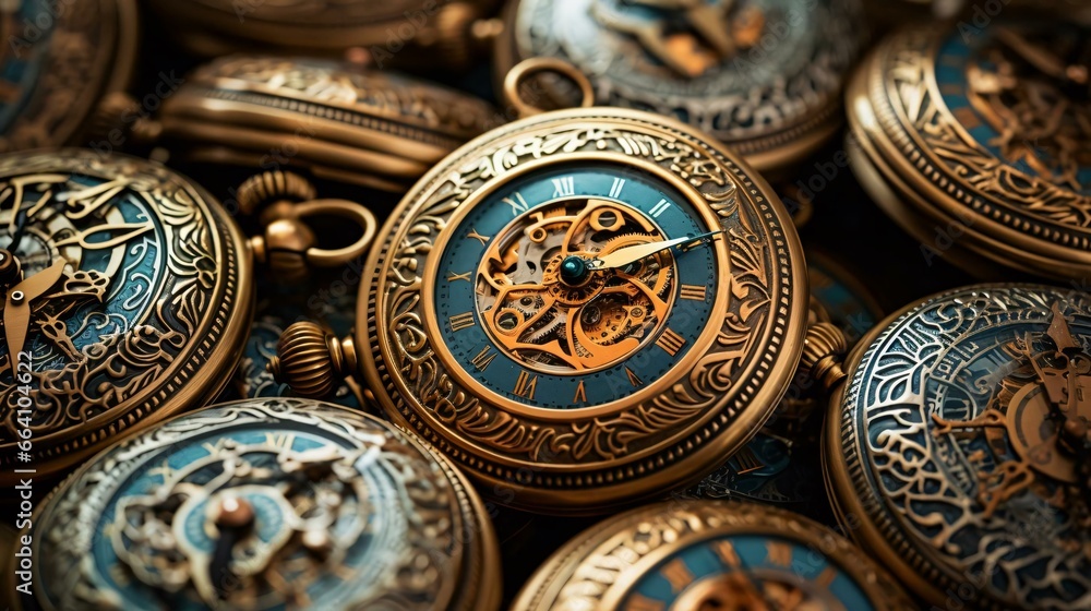 a group of old clocks a group of old clocks
