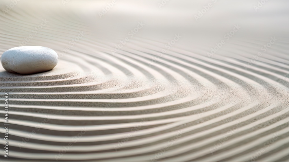 Close up sand zen garden background. Generation AI - obrazy, fototapety, plakaty 