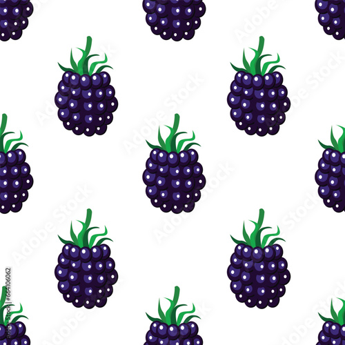 Blackberry seamless pattern on white background. Vector illustration.
