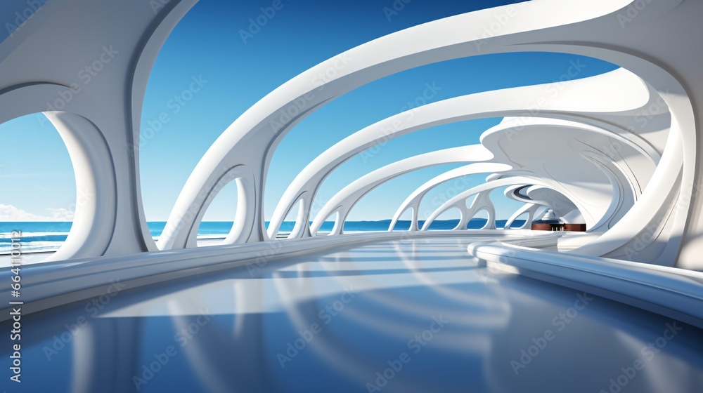 Luxury interior design of a modern building. 3d render of interior of modern office building. 3d illustration Luxury interior design of a modern building. 3d render of interior of modern office building. 3d illustration