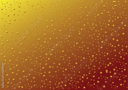 Bubble vector sparkling gold background. Beverage pattern illustration of air bubbles coca-cola, beer, saturated. Backdrop.