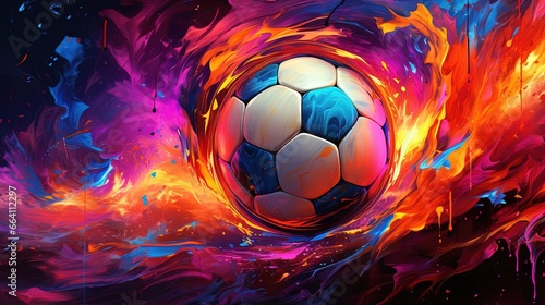 Wallpaper Mural a soccer ball in a colorful and abstract pattern. Fantasy concept , Illustration painting. Torontodigital.ca