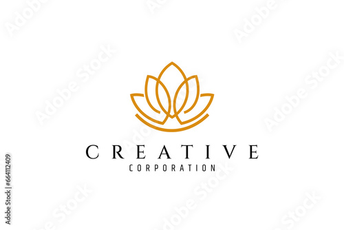 Abstract Tulip flower logo design with line art style