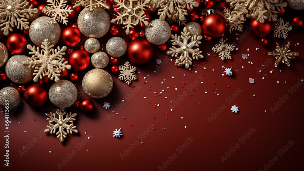 Xmas ,Christmas and New Year Sale background for banner, poster or flyer design with sparkling falling snow on red and black texture background with pattern of snowflakes. Modern design template Xmas ,Christmas and New Year Sale background for banner, poster or flyer design with sparkling falling snow on red and black texture background with pattern of snowflakes. Modern design template