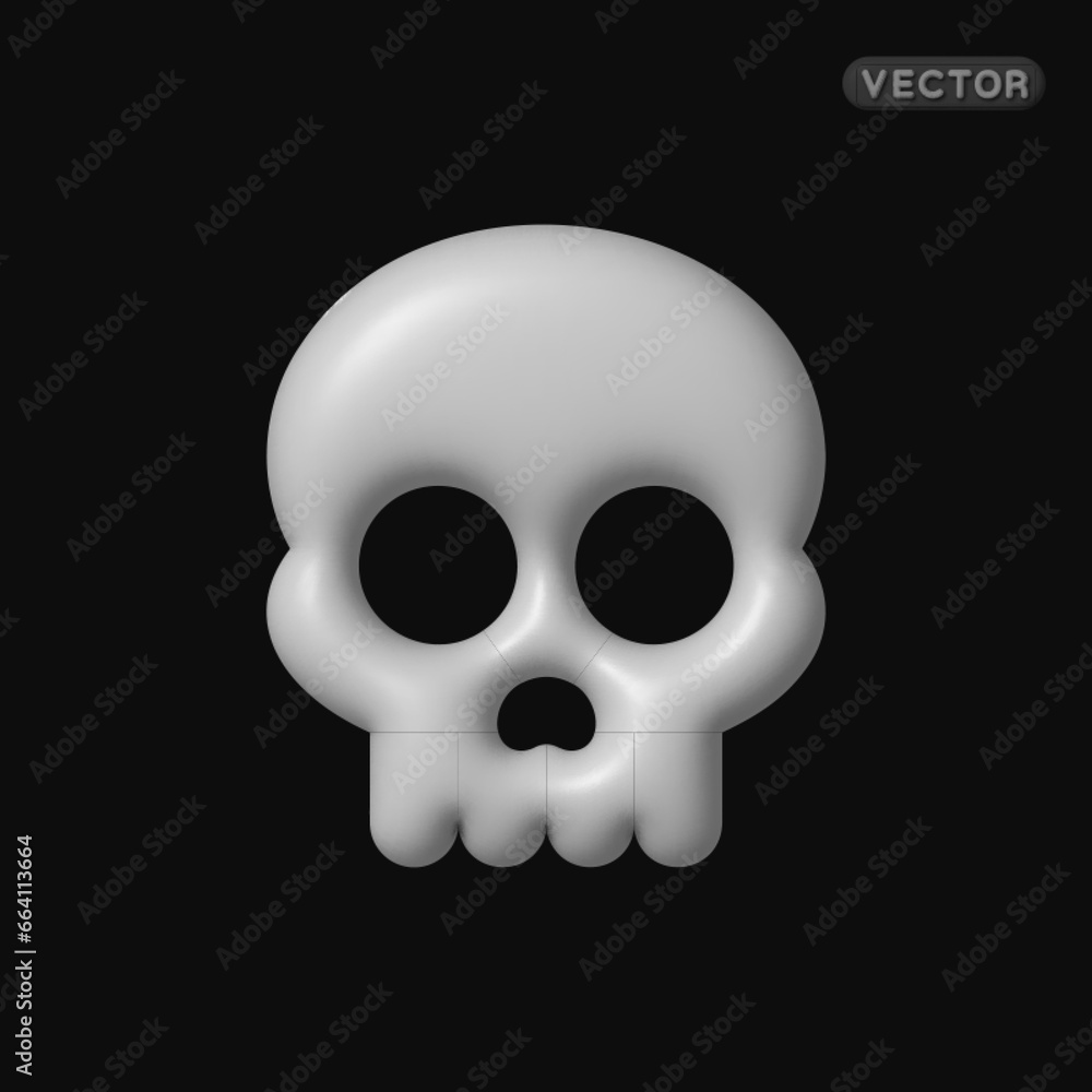 Skull 3d in retro style on black background. Vector illustration Skull 3d in retro style on black background. Vector illustration
