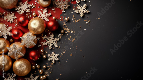 Xmas ,Christmas and New Year Sale background for banner, poster or flyer design with sparkling falling snow on red and black texture background with pattern of snowflakes. Modern design template