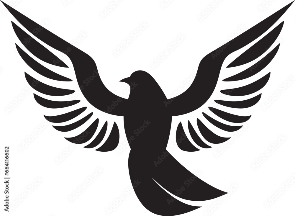 Black Dove Vector Logo with Wings Spread A Symbol of Freedom and Flight Black Dove Vector Logo with Olive Branch A Symbol of Peace and Harmony