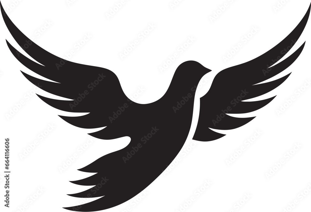 Obraz premium Hand Drawn Black Dove Vector Logo A Personal and Unique Design Calligraphic Black Dove Vector Logo A Beautiful and Elegant Design